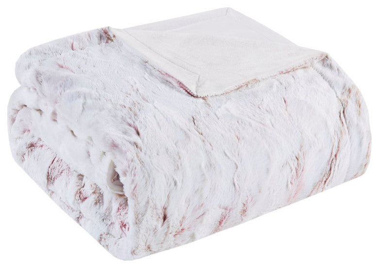 Madison Park Sachi Oversized Faux Fur Throw, Blush