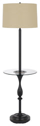 Benzara BM282146 Ava 61" Floor Lamp, Glass Tray Table, 1 USB Port, Dark Bronze