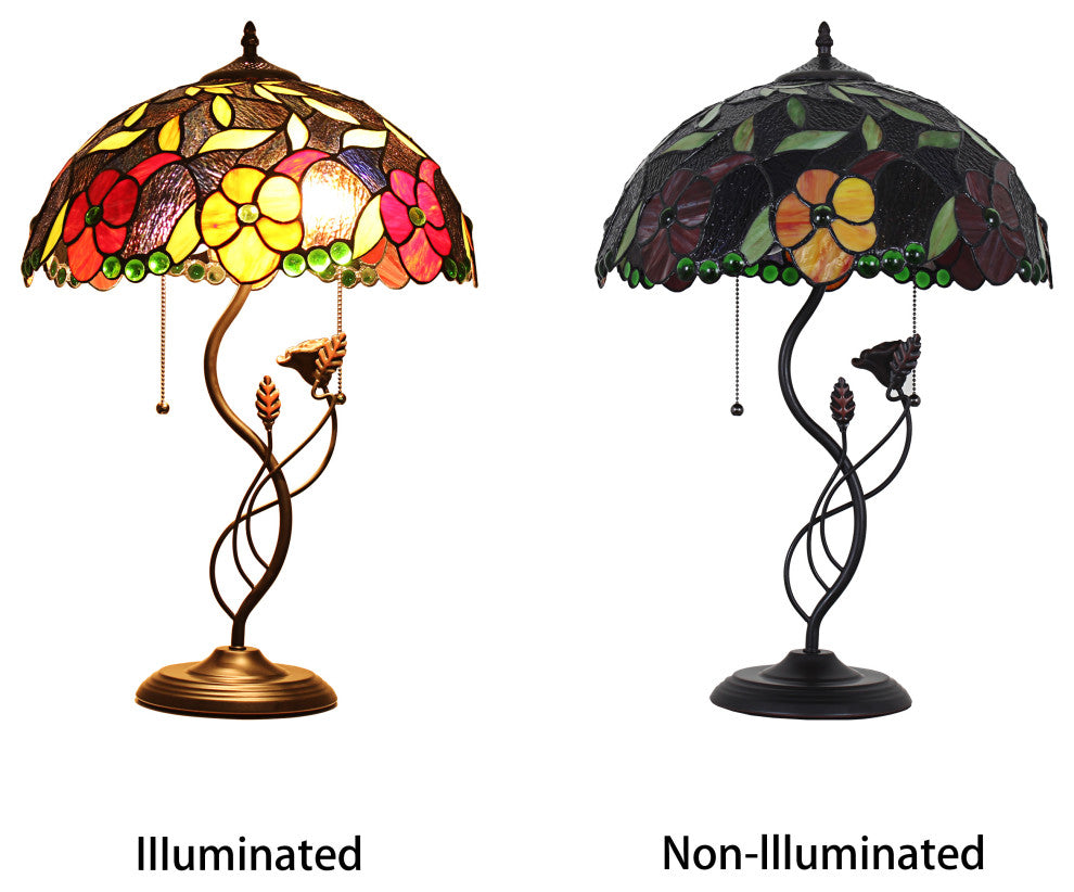 CHLOE Lighting MARIEBELLE Tiffany-Style Floral Stained Glass Table Lamp