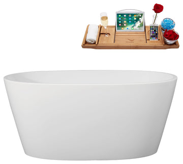 51" Streamline B-252-42-WH Freestanding Tub, Tray & Drain, Glossy White