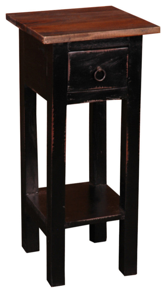 Sunset Trading Cottage Narrow Side Table, Antique Black, Raftwood