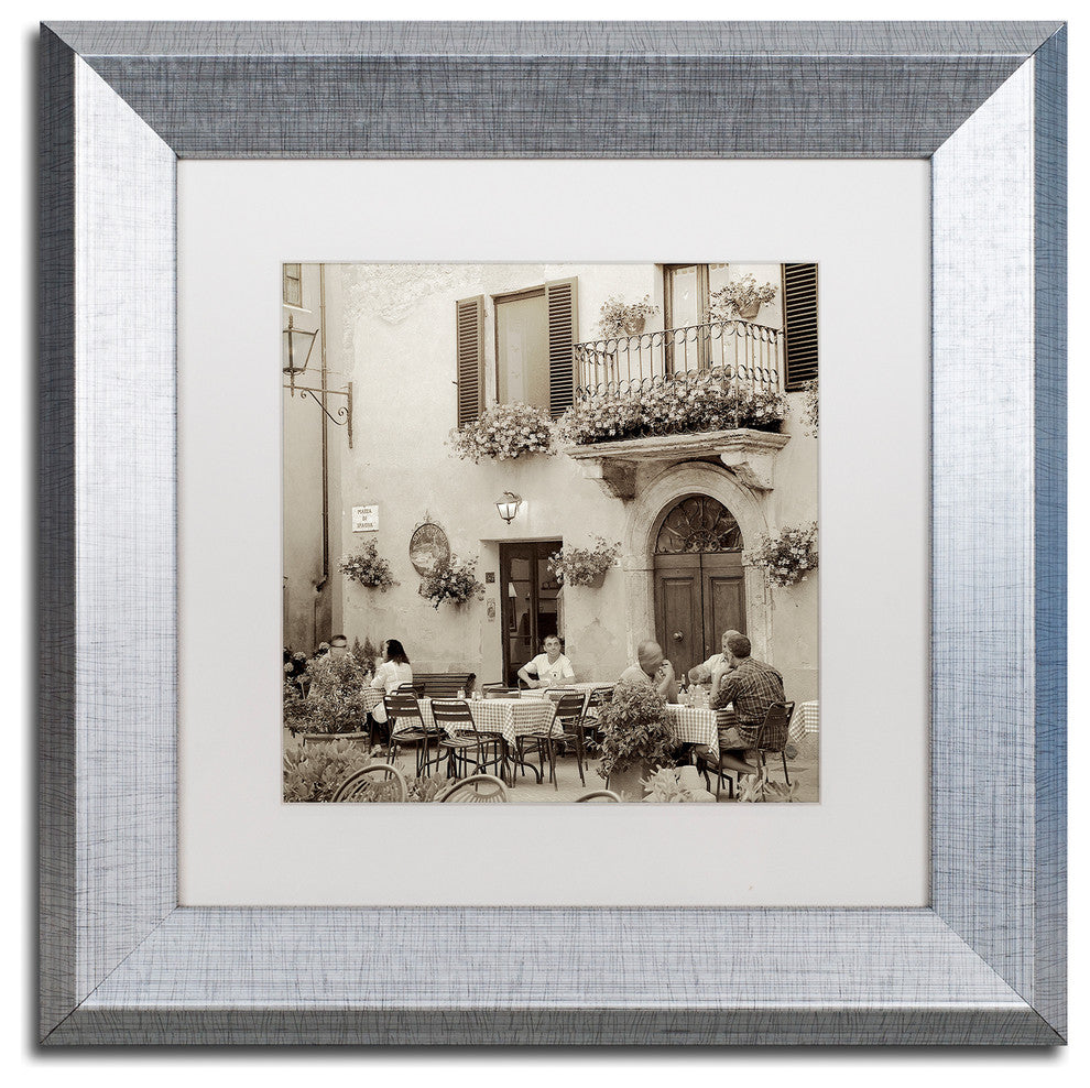 Alan Blaustein 'Tuscany Caffe VI' Art, Silver Frame, White Mat, 11x11