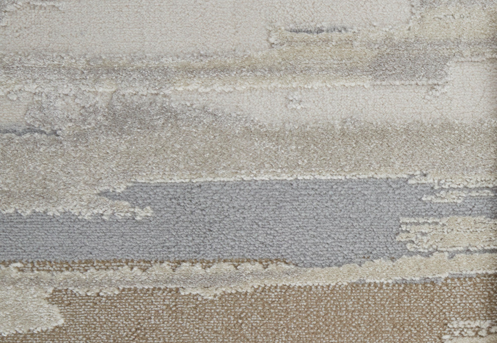 Weave & Wander Kayden Streak/Painterly Rug, Brown/Ivory, Rug, Ivory, 2'-10" X 7'
