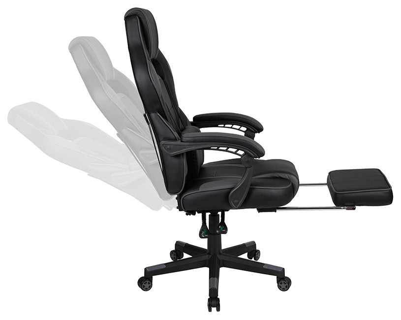 Gaming Desk w/Reclining Back/Arms Gaming Chair with Footrest, Black
