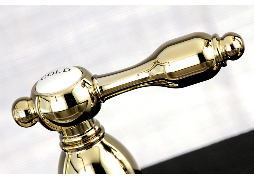 Kingston Brass Widespread Kitchen Faucet With Brass Sprayer, Polished Brass