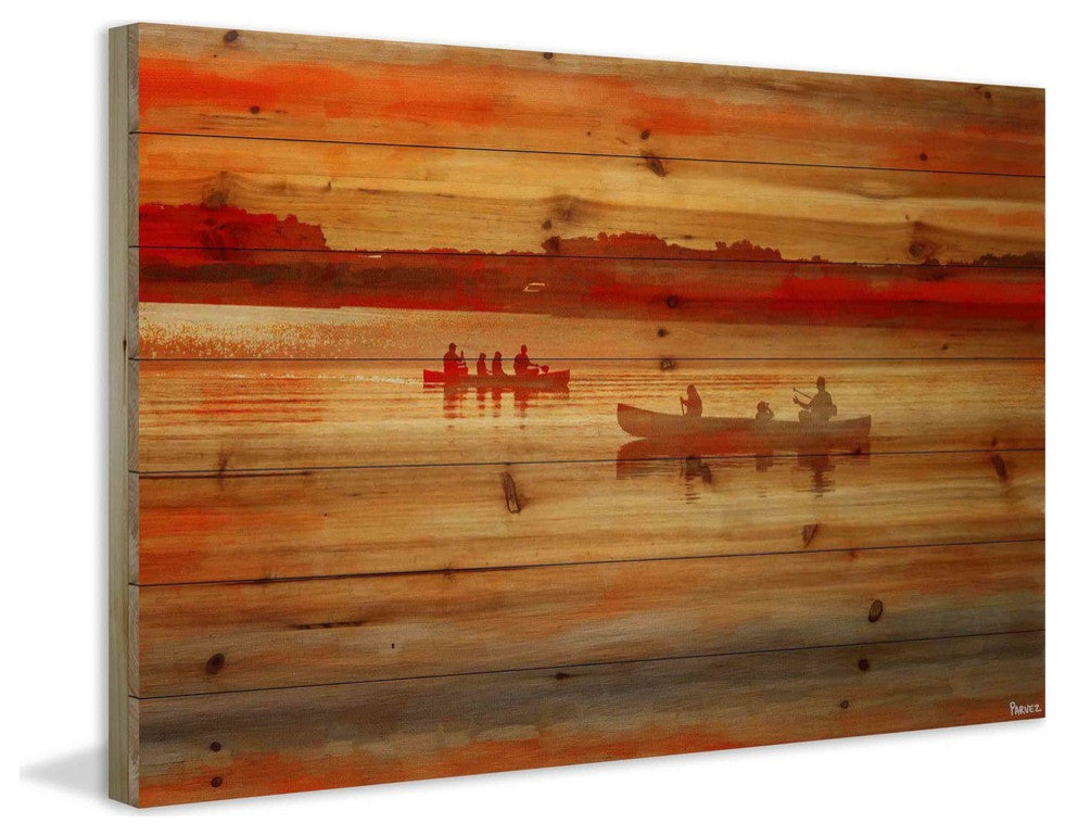 "Lake Lavielle" Painting Print on Natural Pine Wood, 36"x24"