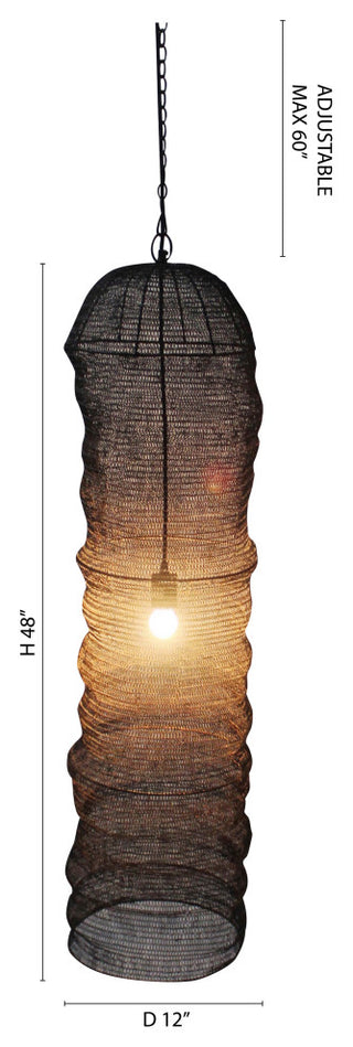 Black Satin Chain Basket Chandelier