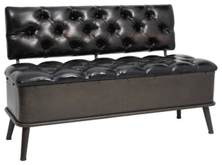 vidaXL Storage Bench Storage Bench for Entryway with Backrest Black Faux Leather