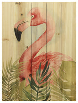 "Watercolor Flamingo Composition II" Wall Art Digital Print on Solid Wood