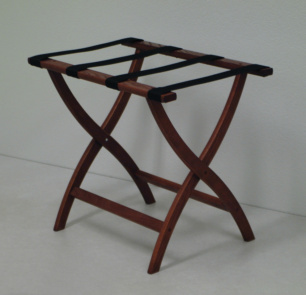 Designer Curve Leg Luggage Rack, Mahogany