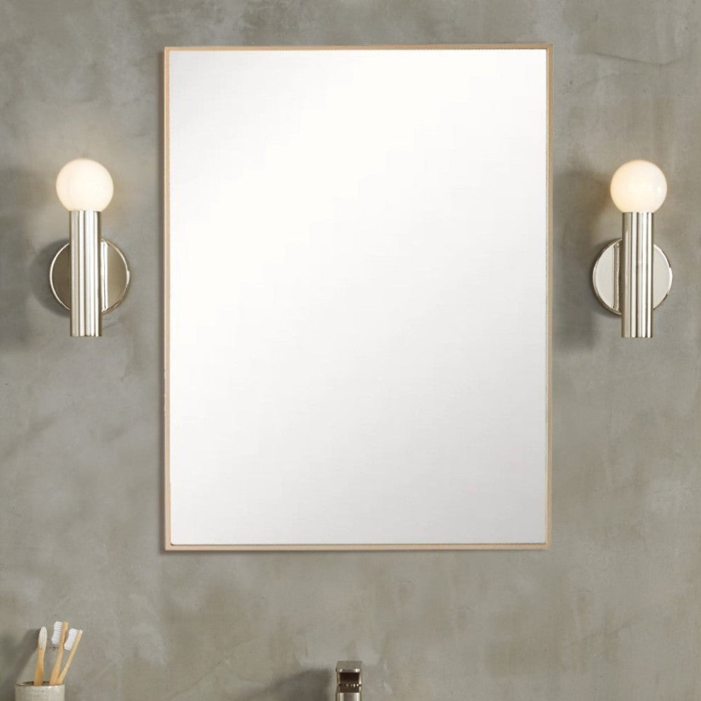 Rectangular Metal Frame Mirror, Brushed Gold