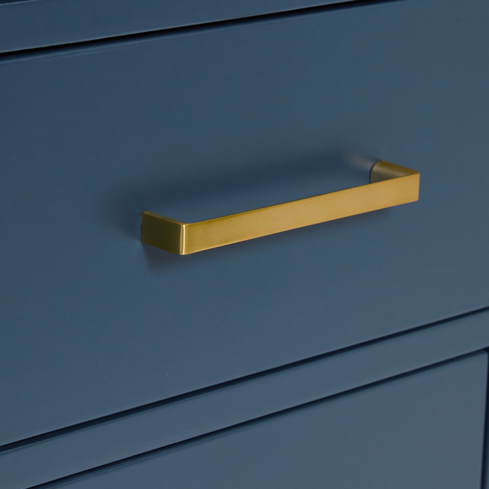 Ariel Cambridge 43" Right Offset Oval Sink Midnight Blue Vanity, No Mirror