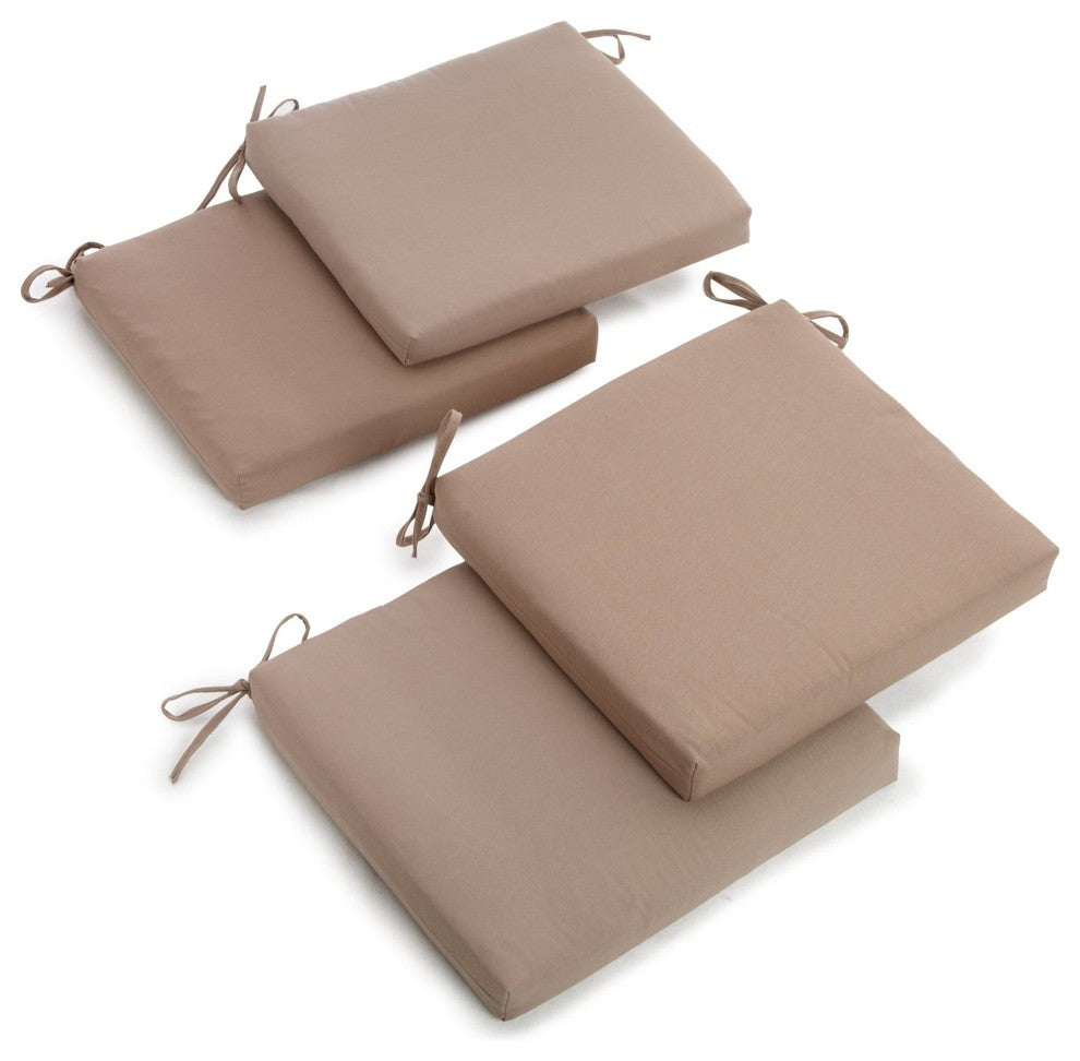 20"x19" Twill Chair Cushion, Set of 4, Toffee