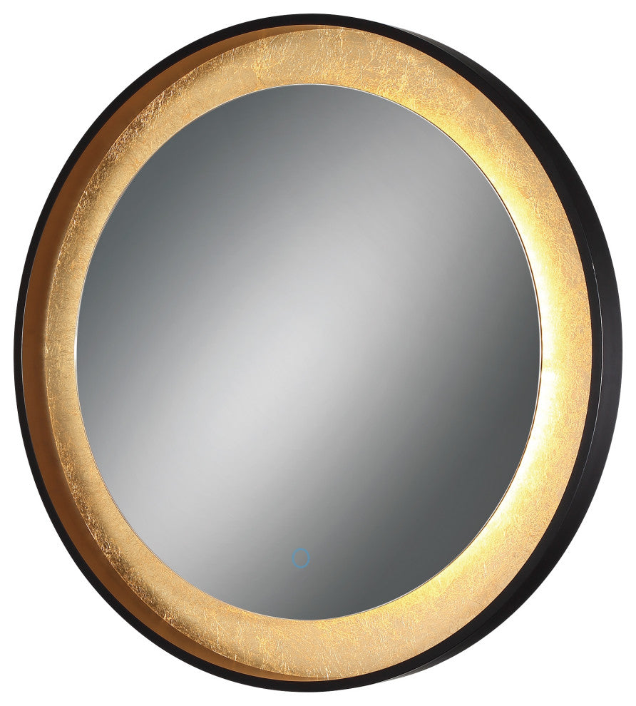Gold Leaf Edge Lit LED Round Mirror
