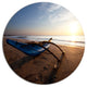 Fishing Boat In Sri Lanka Beach, Seashore Large Disc Metal Artwork, 11"