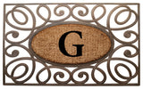 A1HC Rubber & Coir Elegant Circles Princess Doormat, Monogrammed, G