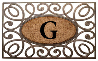 A1HC Rubber & Coir Elegant Circles Princess Doormat, Monogrammed, G
