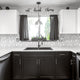 Elegant Glass and Marble Rhomboid Design Mosaic Backsplash Tile, Sample