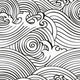 Black & White Asian Waves Peel & Stick Wallpaper