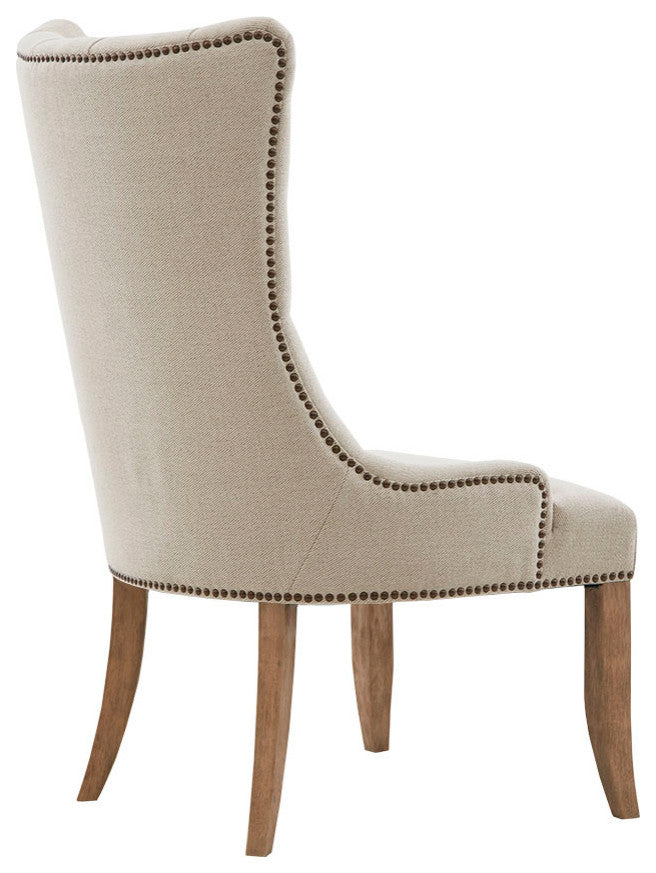 Madison Park Lucas High Wing Back Farmhouse Style Accent Chair, Cream