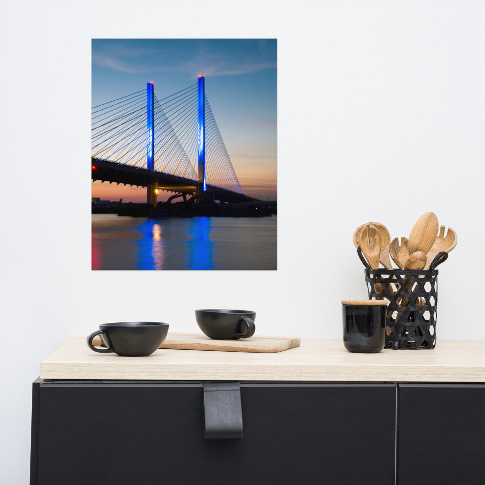 Indian River Inlet Bridge 2 Night Photography Unframed Wall Art Print, 16" X 20"
