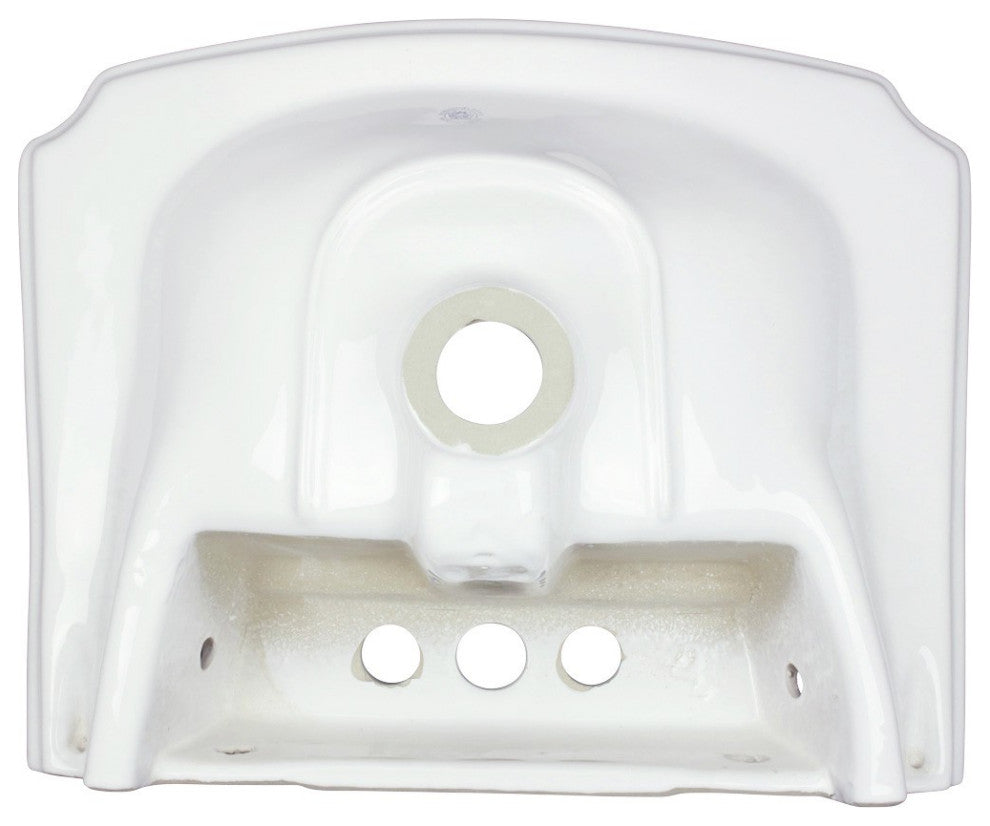 Cloakroom 19" Bathroom Pedestal Sink Combo White Space Saver with Faucet Holes
