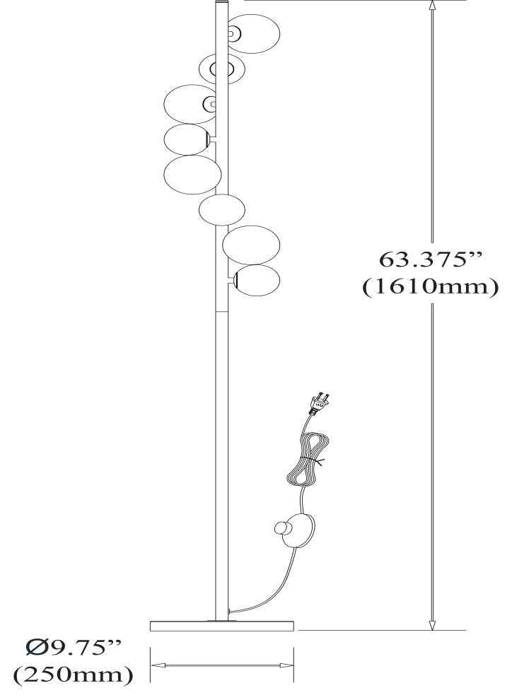 8LT Halogen Floor Lamp VB With Champagne Glass