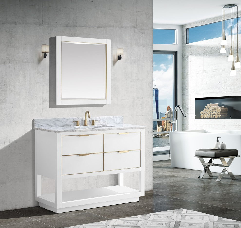 Avanity Allie 42" Vanity Only, White With Matte Gold Hardware
