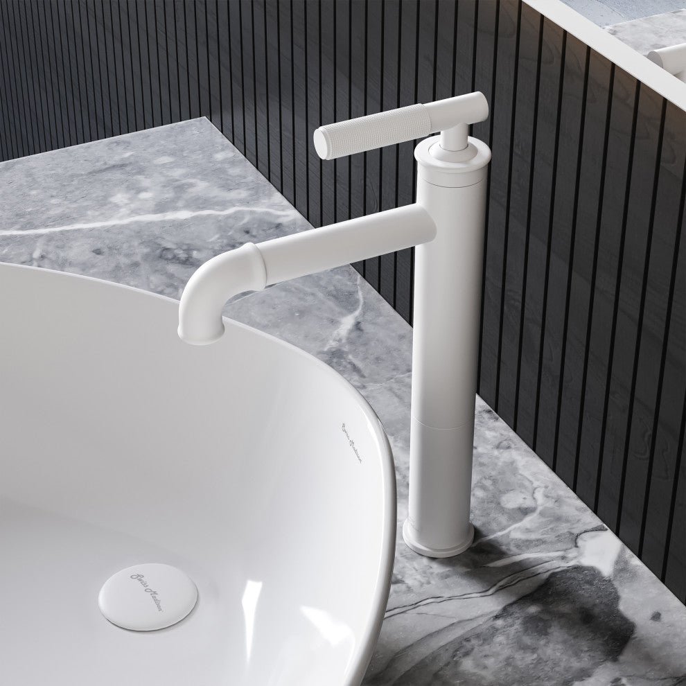 Avallon Single Hole Sleek, High Arc Bathroom Faucet, Matte White