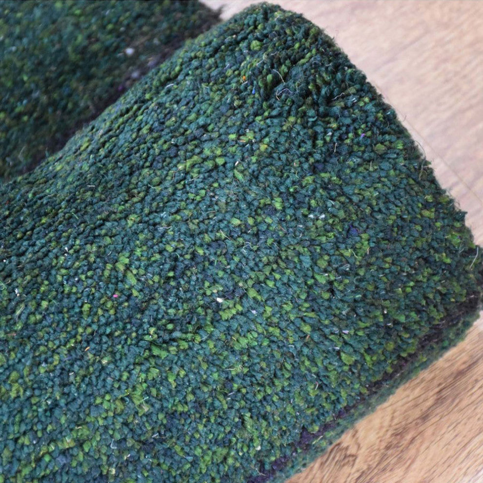 HAND KNOTTED LOOM SILK AREA RUGS-8'x10',Rectangle,Dark Green,Contemporary