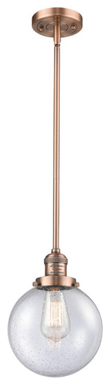 Beacon LED Mini Pendant, Antique Copper, Glass: Seedy