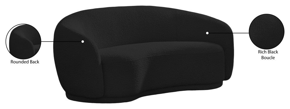 Hyde Boucle Fabric Upholstered, Black, Loveseat