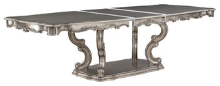 Ariadne Dining Table With Pedestal, Antique Platinum Finish