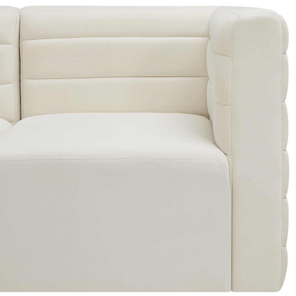 Quincy Velvet Upholstered 5-Piece L-Shaped Modular Sectional, Cream