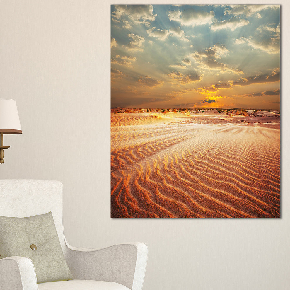 "Red Desert Under Blue Cloudy Skies" Modern Landscape Wall Art Canvas, 30"x40"