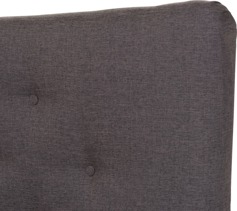Hannah Mid-Century Dark Gray Fabric Queen Size Platform Bed