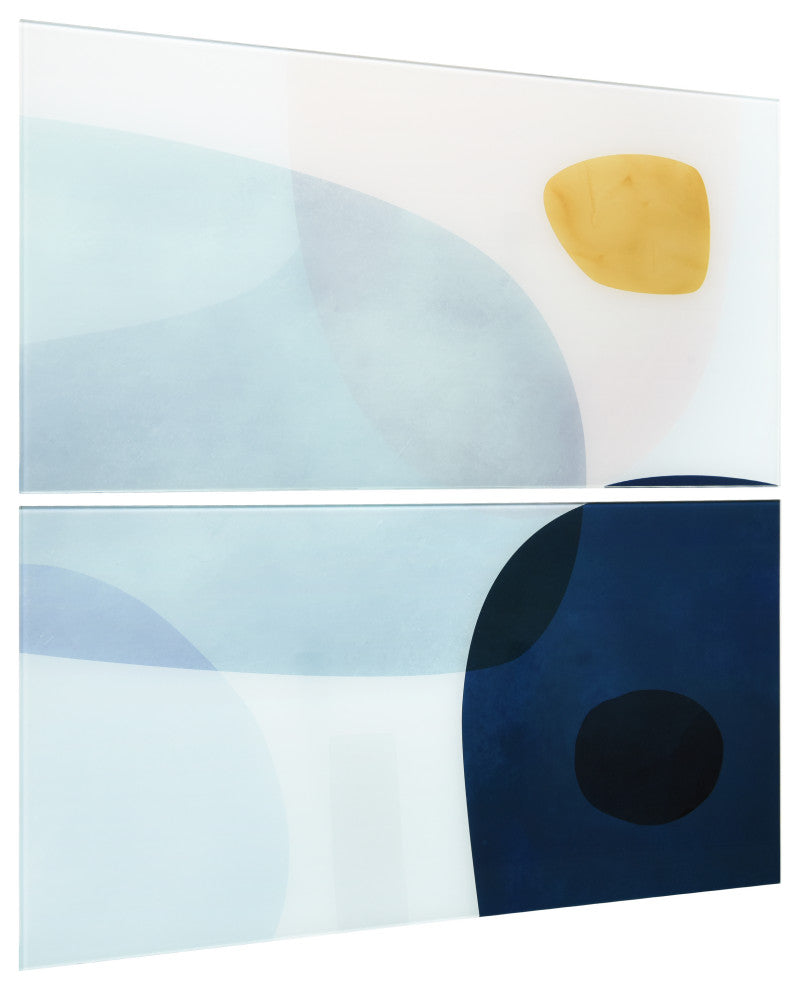 "Gold Mond" Frameless Free Floating Tempered Glass Panel Graphic Wall Art Set