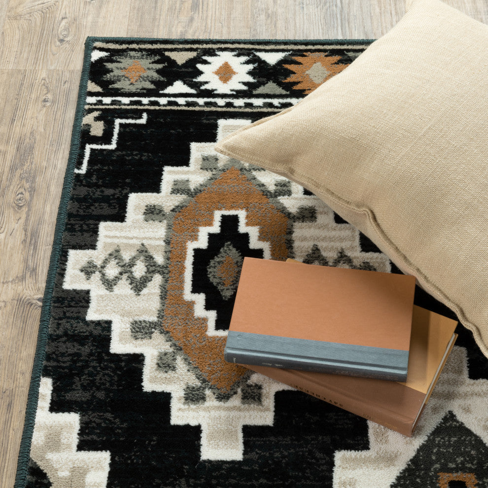 Garson Southwest Diamonds Area Rug, Charcoal, 1'10"x7'6"