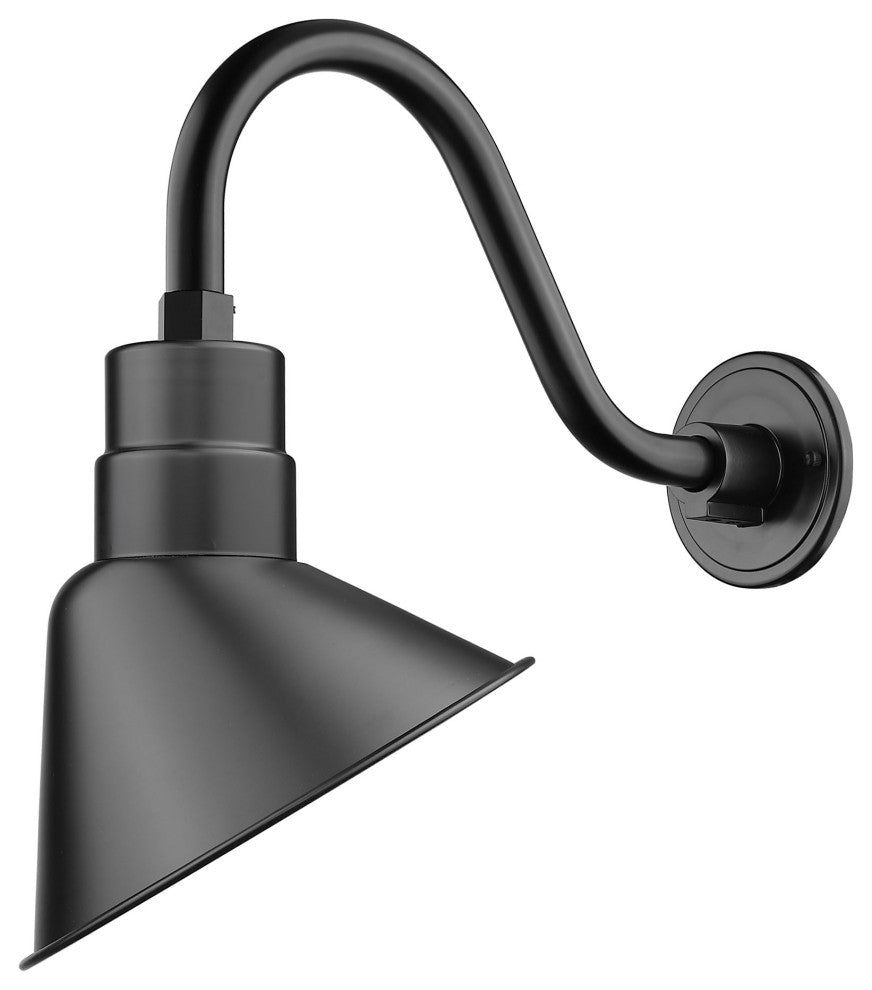 1 Light 10 in. Satin Black RLM Angle Shade