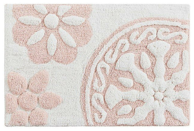 Madison Park Modern Bohemian Medallion Cotton Tufted Bath Rugs, Pink, Rectangle