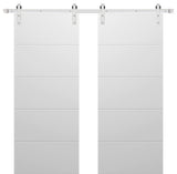 Double Barn Door 60 x 84, Planum 0770 Painted White, Silver 13FT