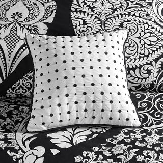Madison Park Vienna Traditional 7-Piece Cotton Comforter Set, Black