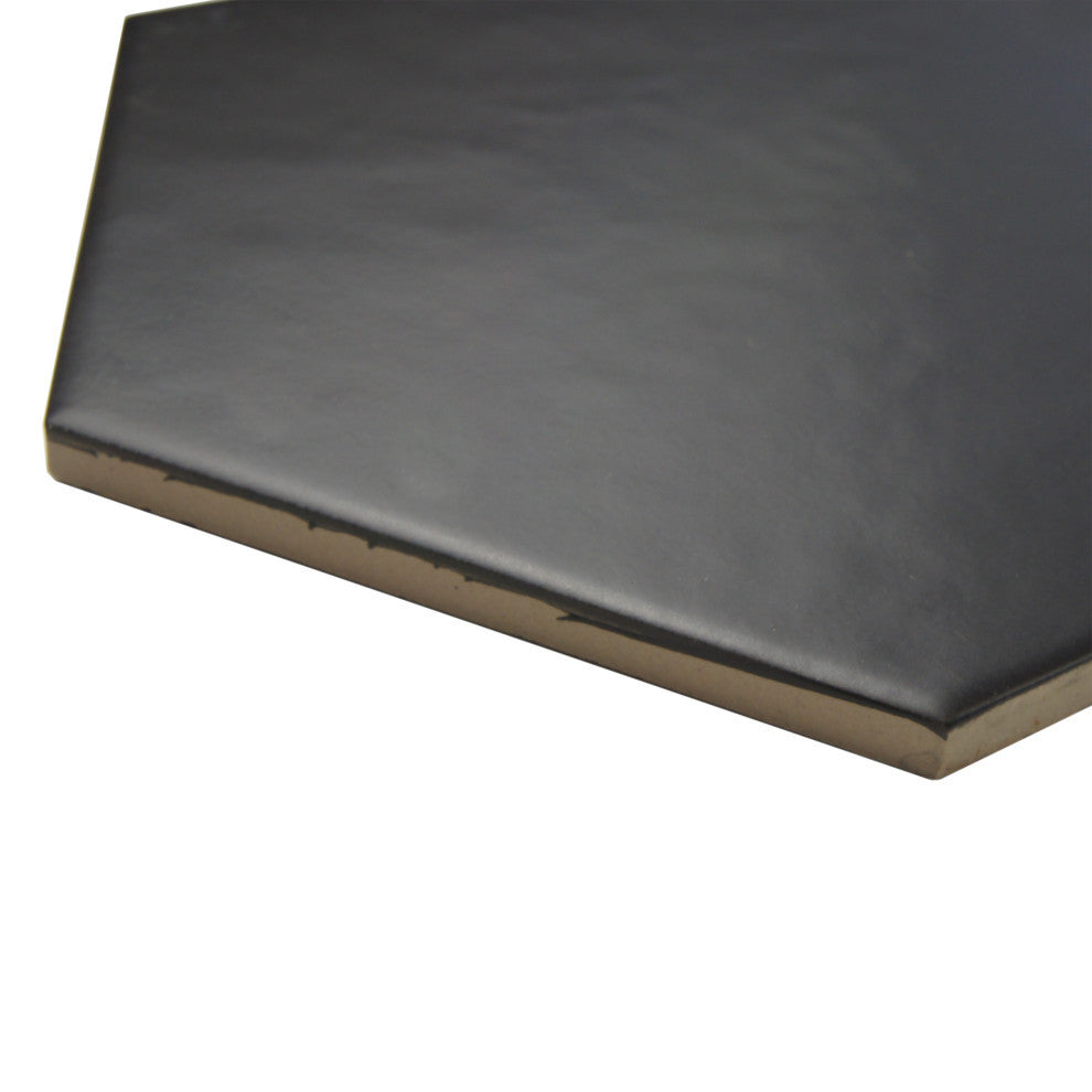 HexTile Ceramic Floor and Wall Tile, Matte Black, Sample