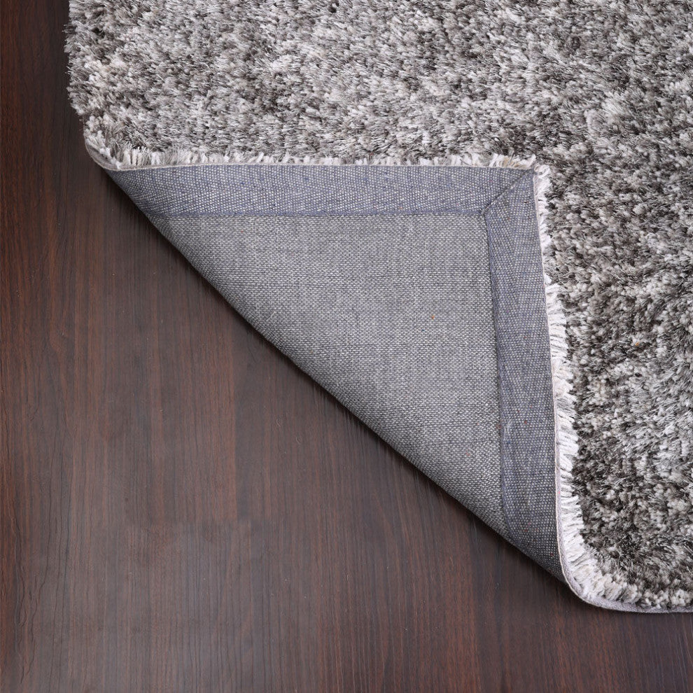 HAND TUFTED SHAG POLYESTER ECO-FRIENDLY AREA RUGS -Gray White Color,Solid Design
