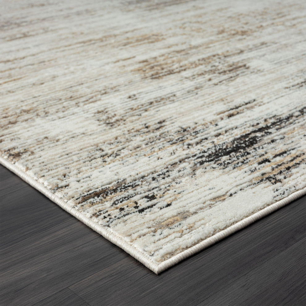 Brimah Gray/Ivory/Multi Distressed Stripe High-Low Indoor Area Rug, 2' X 8'