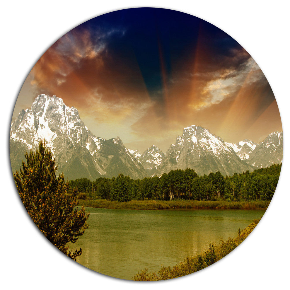 Grand Teton National Park, Landscape Art Disc Metal Wall Art, 11"