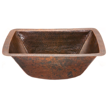 BRECDB3 Rectangle 16 Gauge Hammered  Copper Prep Sink