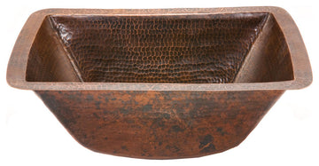 BRECDB3 Rectangle 16 Gauge Hammered  Copper Prep Sink