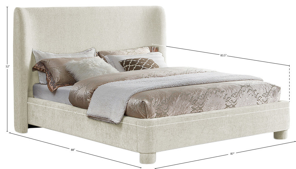 Penny Bed, Cream, King, Chenille Fabric