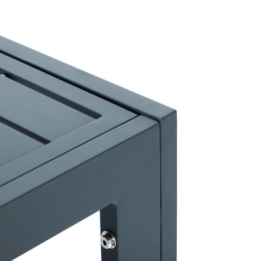 LeisureMod Chelsea Patio Coffee Table With Black Aluminum Black